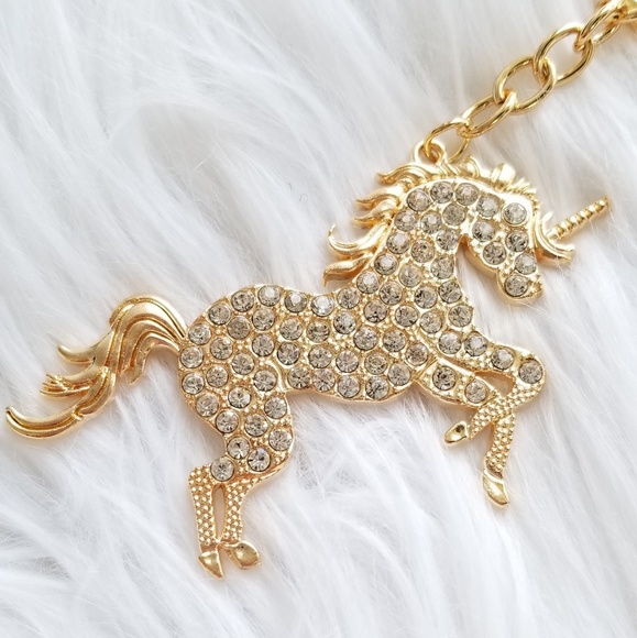 Gold faux diamond unicorn keychain - Picture 2 of 4
